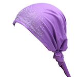 Gemini_mall® Women's Scarf Pre Tied Chemo Hat Beanie Turban Headwear for Cancer Patients (Purple)