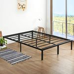 Olee Sleep 14 Inch Heavy Duty Steel Slat Anti-Slip Support, Easy Assembly Platform Bed Frame, Noise Free Steel Mattress Foundation, Maximum Storage, No Box Spring Needed, Black, Queen Size