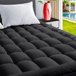 TEXARTIST Mattress Pad King Mattress Topper Pillow Top Cooling, Quilted Fitted Mattress Cover King Mattress Protector, Soft King Bed Topper Deep Pocket 8-21" for Home Hotel Dorm (78x80 Inch, Black)