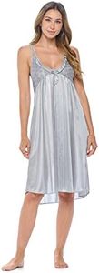 Casual Nights Women's Satin Lace Camisole Nightgown - Grey - Medium