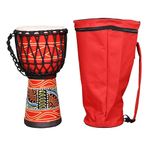 StarJam Dot Printed Djembe Djembe 8 Inches Diameter X 16 Inches Height Hand Mango Wood Djembe Drums with Bag - Red Color (8 x 16 Inches) - Ideal for of 5 to 12 Age