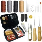 SourceTon 28 pcs Leather Repair Kit, Leather Working Tools, Leather Repai, Sewing Needle, Thimble, Tape Measure, Finger Cover, for Leather Sewing, DIY Manual Sewing Bag