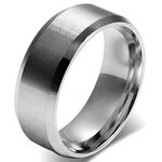 JewelryWe Stainless Steel Wedding Ring: Mens 8mm Engagement Promise Rings Band Black Silver Gold Matte Finish Polished Simple Rings