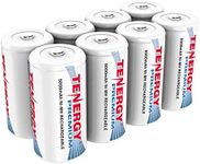 Tenergy Premium Rechargeable C Batteries, High Capacity 5000mAh NiMH C Size Battery, C Cell Battery, 8 Pack