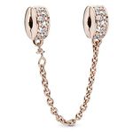 Pandora Timeless 14k Rose gold-plated safety chain with clear cubic zirconia and silicone grip