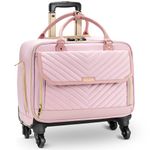 Arcoyard Rolling Briefcase for Women with 4 Spinner Wheels and Telescopic Extendable Handle, Laptop Bag with Wheels, Roller Computer Bag for Work Travel Carry On Luggage, TSA Friendly Design, Pink,