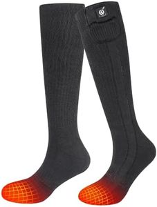 SAVIOR HEAT Heated Socks for Men Women, 150℉ Fast Heating Electric Ski Socks, 7.4V 2200mAh Rechargeable Battery Powered, Carbon Fiber Toe Warmers for Skiing Hunting Fishing Outdoor Work