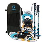 G2 16 Inch Kids Snowshoes Set with Trekking Poles, Snow Baskets, Storage Bag, Fast Ratchet Binding Design, for Child Youth Boys and Girls, Blue Snowshoes with Poles