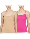 Amante Cotton Camisole (Pack of 2) Nude-Fuchsia