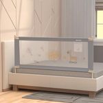 Cherilo Baby Bed Rail Guard for Baby Safety & Toddler Safety, 180cm X 73cm, Foldable & Portable, Height Adjustable & Collapsible Bed Rail Barrier, Single Bedside Rails, Grey (Pack of 1)