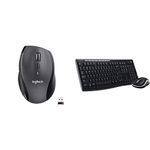 Logitech M705 Marathon Wireless Mouse, 2.4 GHz USB Unifying Receiver, 1000 DPI & MK270 Wireless Keyboard and Mouse Combo for Windows, 2.4 GHz Wireless Compact Mouse, Black