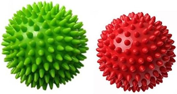 Therapists Choice Pack of 2 Spiky Massage Balls, Hard & Soft Combo, Stress Reflexology, Porcupine Sensory Ball Set, Green,Red