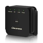 LINKAVENIR Wifi Extender Booster 1200Mbps WiFi Booster Dual Band(867Mbps/ 5GHz + 300Mbps/2.4GHz) WiFi Extender with 1 LAN Port 4 Antennas, WiFi Booster Range Extender Compatible with All Wifi Devices