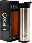 LEXO Temperature Regulating Smart Travel Mug - Flip Top Lid (Stainless Steel & Black, 16. oz.)