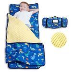 ACRABROS Toddler Nap Mat with Pillow and Blanket-53 x 21 x1.5 Inches,Extra Large,Rolled Napping Mats for Toddlers Boys Girls,Kids Sleeping Bag for Daycare, Preschool,Travel,Camping, Dinosaur