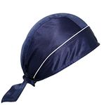 Cooling Helmet Liner - Do Rag/Dew Rag Skull Cap Beanie for Men - Pirate Hat Bandana & Motorcycle Head Wrap (Navy Blue)