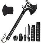 Camping Axe, Folding Ax with Sheath Survival Multi Tools Kit Tactical Hatchet for Hiking, Backpacking, Emergency, Hunting, Outdoor (Bull Skull Shape)