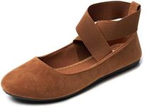 Alpine Swiss Peony Womens Ballet Flats Elastic Ankle Strap Shoes MS Tan 6 M US