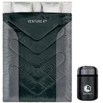 Double 3-Season Sleeping Bag, Queen Size – Lightweight, Comfortable, Water Resistant, Backpacking Sleeping Bag for Couples – Ideal for Hiking, Camping & Outdoor Adventures – Black/Silver