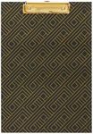 Blu Monaco Cute Clipboard Dark Grey Fancy Clipboard with Diagonal Gold Foil Geometric Pattern - Stylish Single Clipboard for On-The-Go Organization Home Office or Workspace Decorative Clipboard