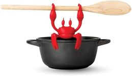 OTOTO Red The Crab Utensil Rest - Cooking Gifts, Spoon Rest Repose Cuillère - Heat-Resistant Steam Releaser, Non-Slip Spoon Holder, Chopstick Holder