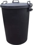 Srendi® Small/Medium/Large Plastic Coloured Bin/Waterfroof/Rodent Proof/Ideal for Outdoor/Animal Feed/Food/Storage/Flour Locking Lid (110L, Black)