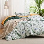 Bedsure Plants Duvet Cover Queen - Botanical Duvet Cover Set with Zipper Closure, Green Bedding Set, 3 Pieces, 1 Duvet Cover 90"x90" with 8 Corner Ties and 2 Pillow Shams 20"x26"