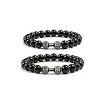 Traintough Dumbbell Bracelet Gym Bros Bracelet Volcanic Rock Anxiety Bead Bracelet for Men Women Fitness Yoga Barbell Bracelet,Natural Stone Dumbbell Beads Bracelets Set Gym Bracelet Fitness Barbell Jewelry Gifts, no gemstone