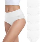 coskefy Underwear Women, High Waisted Cotton Knickers Ladies Full Briefs Soft Panties Slight Tummy Control Pants 5 Pack XL