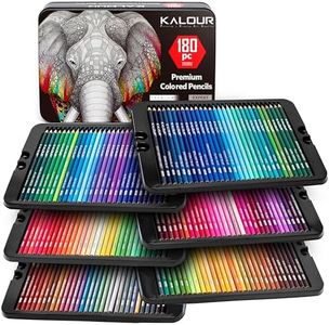 KALOUR 180 Colored Pencil Set for Adults Artists - Rich Pigment Soft Core -12 Metallic Pencil - Ideal for Coloring Drawing Sketching Shading Blending - Vibrant Color（Tin Case）