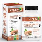 Renew Actives Mushroom Complex - with 10 Blend Mushrooms - Antioxidant Supplement for Optimal Health & Wellness - 120 Capsules