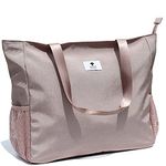 LARGE BEACH BAG Water Resistant Lightweight 20 inch Women Oversize Tote Bag for Gym Beach Travel Pool Yoga Nurse, Pink Purple, X-Large