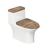 KUIFORTI Brown Wood Print Toilet Lid Cover Set of 2 Pack,3D Wood Print Toilet Seat Lid Covers Washable Toilet Tank Cover Replacement Toilet Lid Covers for Bathroom Elongated Round Oval