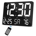 SZELAM Digital Clock Large Display,11.5" Digital Calendar Alarm Clock with Wireless Remote Control,LED Oversized Wall Clock with Date Temp,12/24H,Large Clock for Home Office Kitchen School-Black-blue