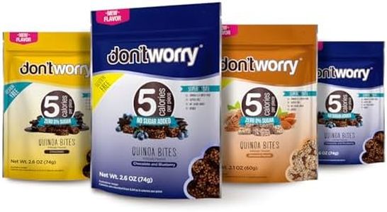 Don't Worry Chocolate, Blue Berry, Almond Quinoa Bites 4 Pack- Low Calorie Keto Snacks, Only 5 Calories Healthy Chocolate Granola Bars, Low Carb Quinoa Cookie, Gluten Free High Protein & Fiber Cookies