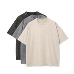 POHADON 3 Pcs Men's Oversized Cotton Summer T-Shirts - Vintage Baggy Tee Loose Fit Short Sleeve T-Shirts Casual Streetwear, I, X-Large