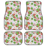 WELLFLYHOM Strawberry Frog Floor Mats for Cars for Womehn Cute Interior Accessories,Universal Automotive Front & Rear Full Set Cars Carpets Foot Pad,Fit for Suvs, Sedans,Trucks