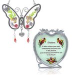 Banberry Designs Sister Gift Set - Butterfly Suncatcher with Pressed Flower Wings & Candleholder - Gifts for Sisters