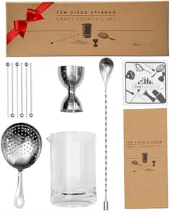 A Bar Above 10-Piece Stirred Cocktail Kit, Premium Crystal Mixing Glass Set for Home Bar, Includes Bar Spoon, Julep Strainer, Mixing Glass, Ideal for Martinis, Manhattans, Old Fashioneds, More
