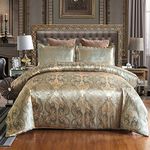 TEALP Damask Bedding Double King Cover Set Rose Gold Duvet Quilt Cover with 2 Matching Pillow Cases(220 * 230, King)