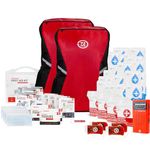 72HRS Essential Emergency Survival Kit - Heavy Duty 72 Hour Bug Out Bag Survival Kit for Earthquake, Hurricane, Tsunami, Winter, Blackout - Include Emergency First Aid Kit, Water, Food (Red 4 Person)