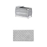 Bundle of Hauck Sleep N Play Centre Travel Cot, Stars + Hauck Bed Me, Mattress Sheet & Protector (Grey)