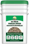 Freeze Dried Sausage Crumbles 10-Bag Bucket, 85 Oz | Premium Emergency Food Supply 25 Year Shelf Life | Prepper Supplies, Survival Food, Off Grid Living Supplies | Valley Food Storage Packaged in USA