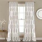 Lush Decor Teardrop Leaf Curtains Light Filtering Window Panel Set for Living, Dining, Bedroom (Pair), 52" W x 84" L, Gray