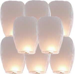 Lanterns to Release in Heaven&Memorial Events, Chinese Paper Lanterns Have 8 Pack of White, Paper Lanterns for Parties, Weddings, Birthdays, Beach Style Parties, Memorial Service.