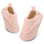 JOINFREE Kids House Slippers Non-Slip Winter Comfort Home Shoes for Toddler Girls Boys Winter Furry Socks Shoes Indoor Slippers PinkDot 12-18 Months Infant