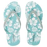 Veittes Girls' Flip Flop Sandals - Beach Poolside Thong With Printed Slide Summer Shoes For Little/Big Kid.(2005002-2,GN/LF,11)