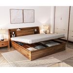 Wakefit Bed | King (78 X 72) Engineered Wood Bed Hydraulic, 1 Year Warranty | - Leo - Matte Finish_Brown