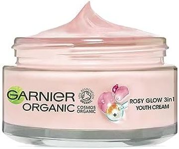 Garnier Organic Rosy Glow 3in1 Youth Cream 50ml, For Radiant and Glowing Skin, With Rosehip Seed Oil and Brightening Vitamin C, Vegan Formula, Suitable For All Skin Types