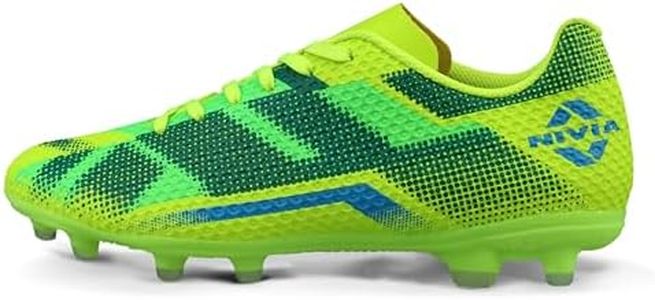 Nivia Dagger Football Studs for Men, 3D Textured TPU with Breathable Mesh Upper, High Shear TPU Sole, Die- Cut Soft EVA Sockliner, Floro Green- UK06
